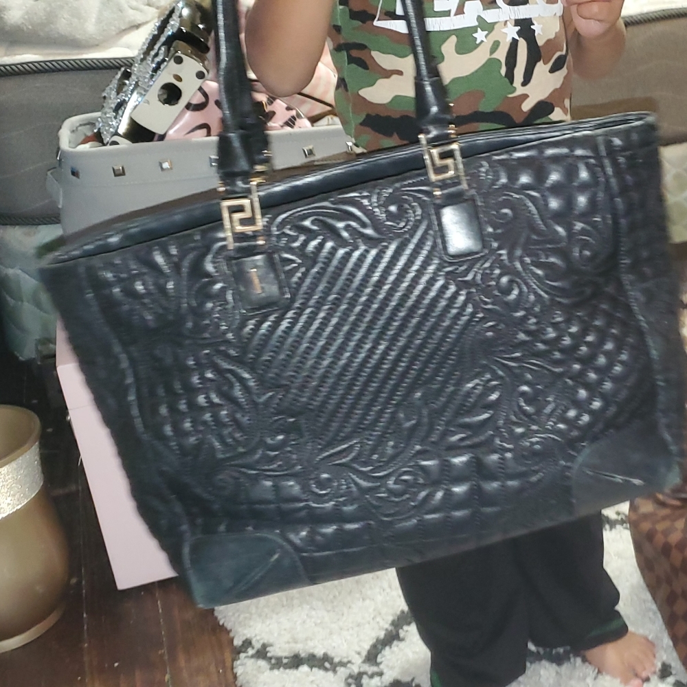 Versace beautiful embroidery all over black bag